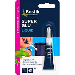 Bostik CIANOCRILATO INSTANTÁNEO Gel GLU Fix Liquido 5 gr Transparente, Negro