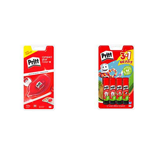 Pritt Roller Adhesivo, adhesivo permanente en cinta con forma de panal de abeja + Barra Adhesiva