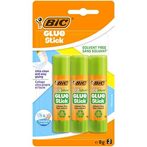 BIC ECOlutions Pegamento en Barra - 8 g, Blíster de 3 Unidades