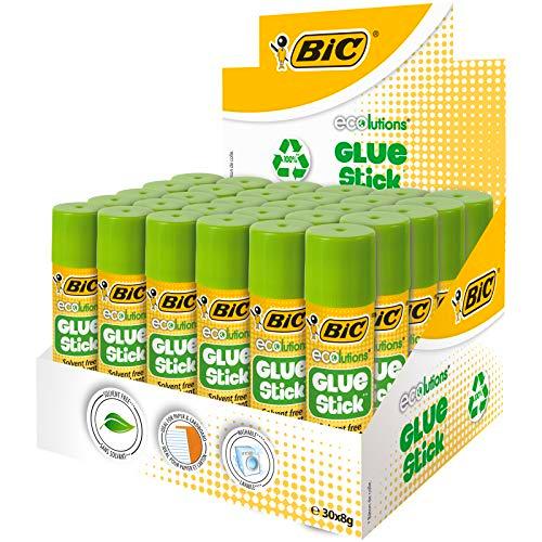 BIC ECOlutions Barras de Pegamento – 8 g, Caja de 30 unidades