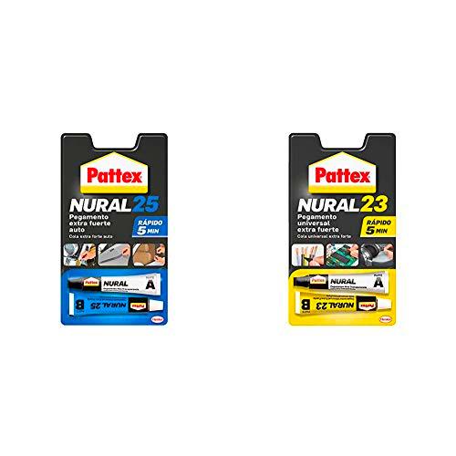 Pattex Nural 25 Pegamento extra fuerte auto, adhesivo resistente para la mayoría de materiales del automóvil + Nural 23 Pegamento universal extra fuerte