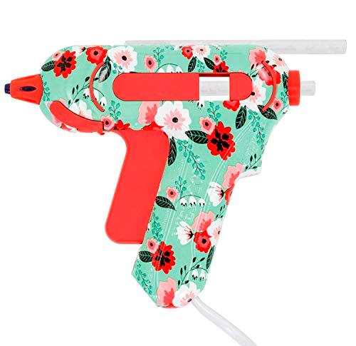 Westcott E-17201 00 - Mini pistola de pegamento caliente con estampado de flores (incluye 2 barras de pegamento)