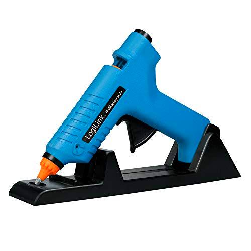 LogiLink WZ0052 – Mini pistola termofusible 80 W ideal para bricolaje (do it yourself) trabajos con soporte